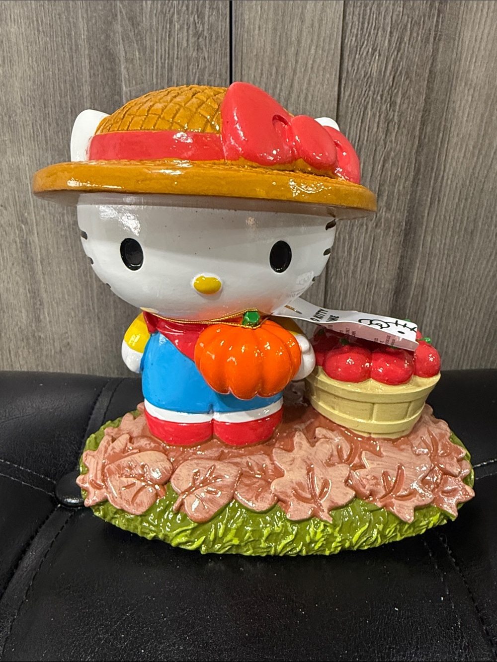 New Hello Kitty Fall Harvest Farmer With Apples & Pumpkin Figurine